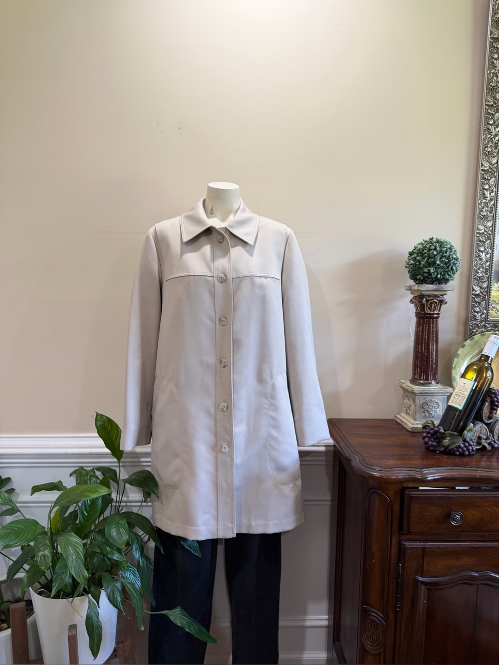 London Fog Classic Light Beige Women's Button-Front Coat